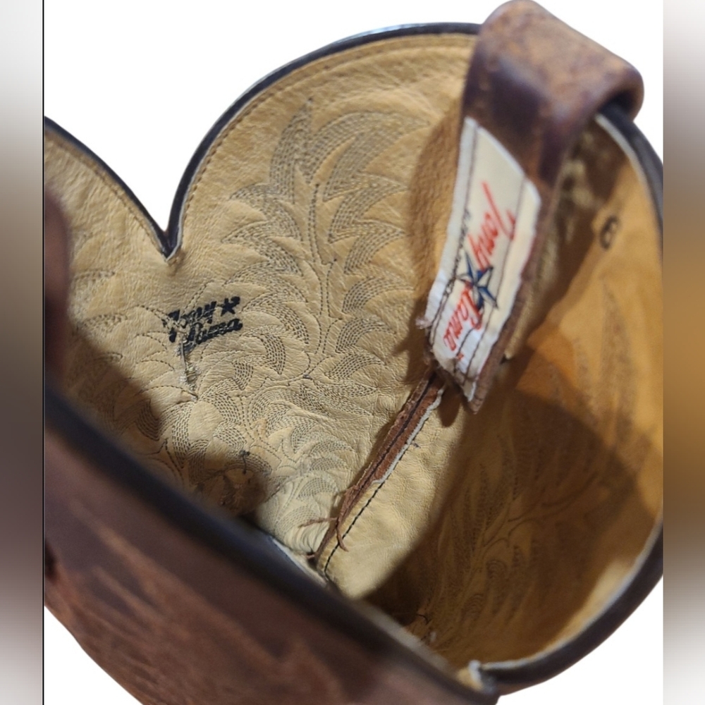 Tony Lama Brown Leather Western Cowboy Boots - Picture 7 of 9